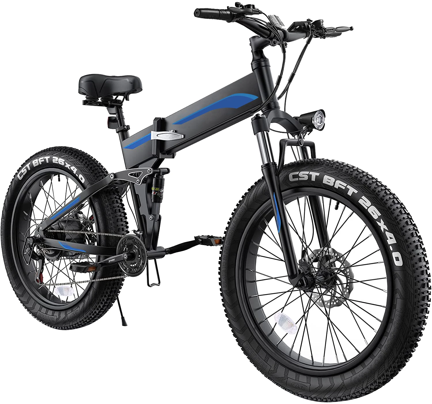 

Folding Electric Bicycle 500W Motor 48v 10ah Removable Battery 26" Fat Tires Max Speed 35km/H Shimano 7*3 Speed Mountain Ebike