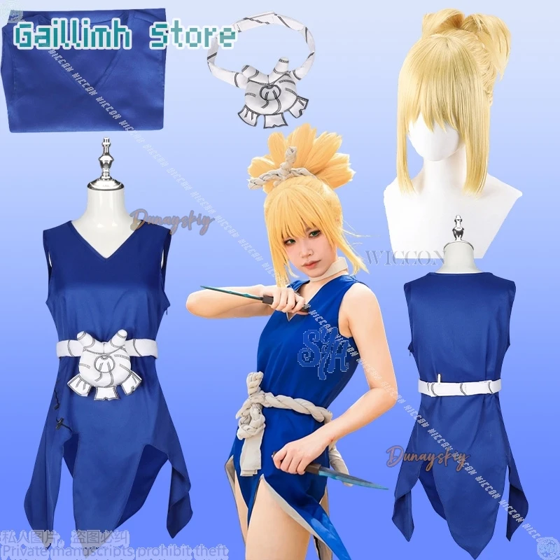 

Kohaakuu Косплей STONE Аниме π로윈 코스 Luar сексуальное мини-платье с разрезом и глубоким V-образным вырезом в пустыне, панк, комбинезон без рукавов, парики, Хэллоуин, Рождественская вечеринка