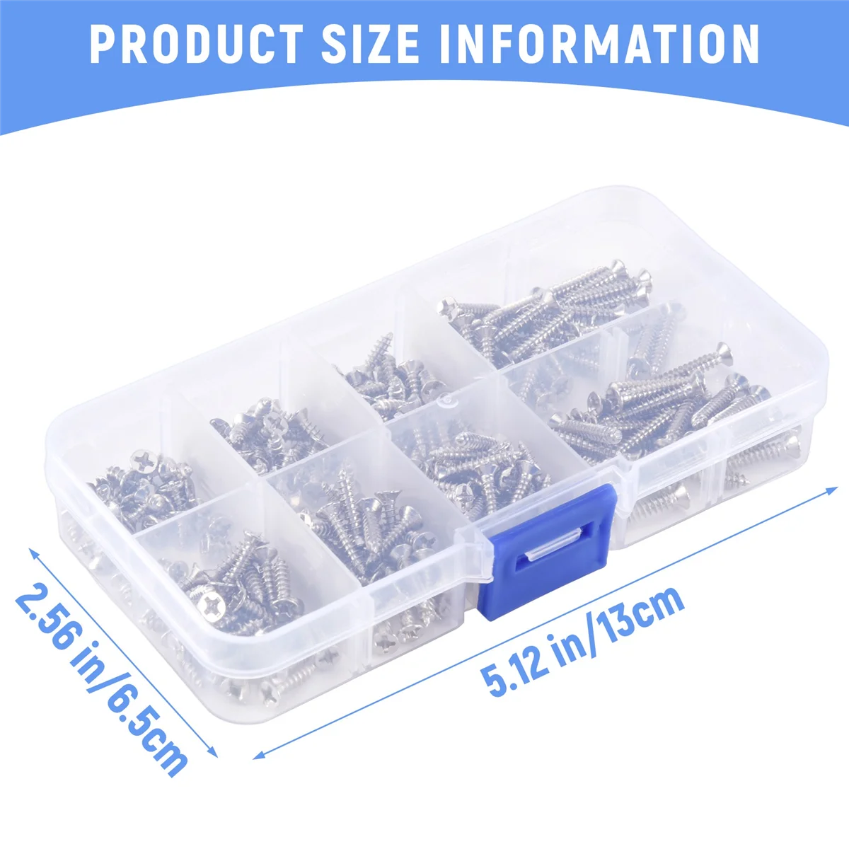 200Pcs M3 Stainless Steel Flat Head Screws Kits High Strength Self-Tapping Screws Assortment Set For Wood