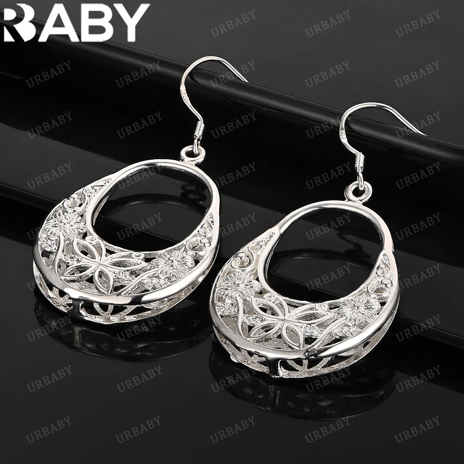 

URBABY 925 Sterling Silver Earrings Retro Crescent Drop Earrings For Women Jewelry Fashion Party and Daily Wear