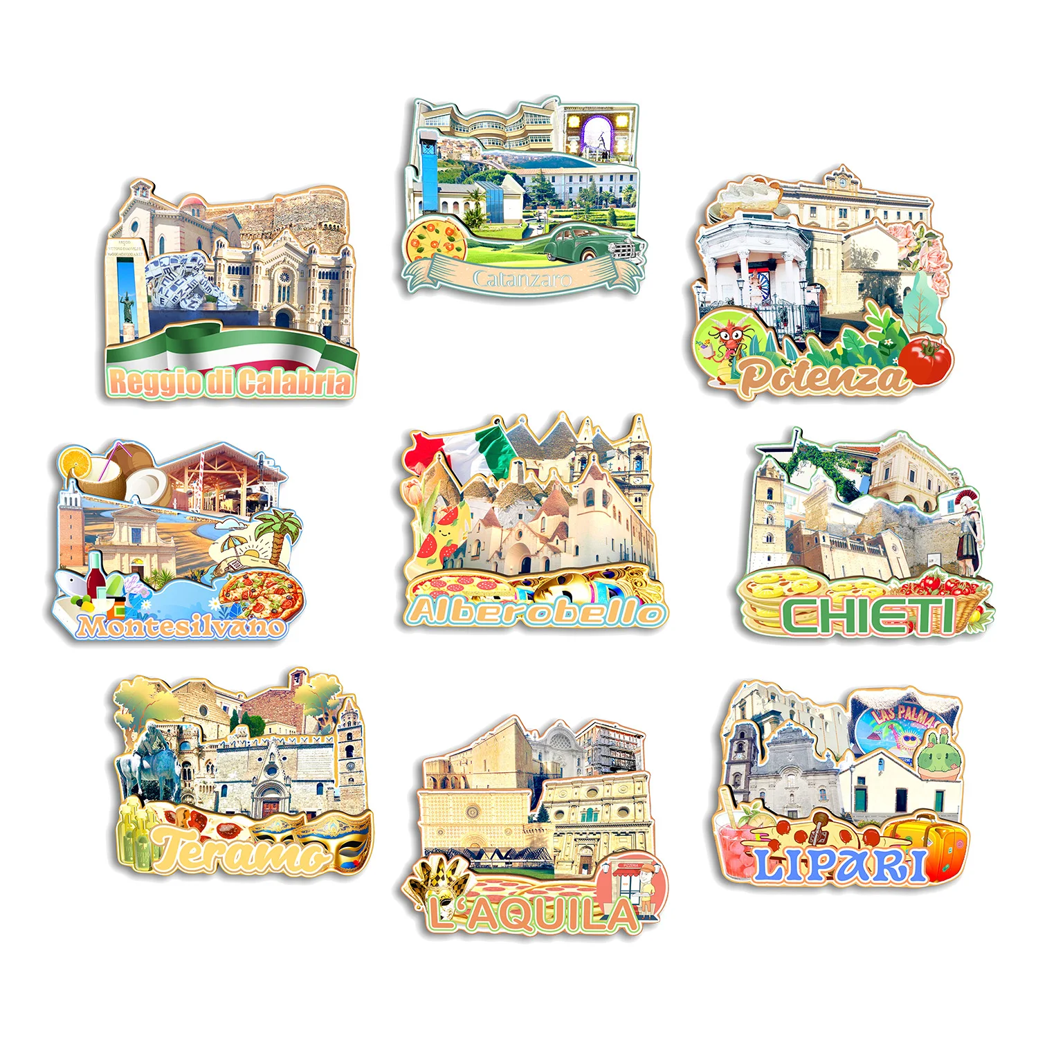 

Alberobello Lipari Laquila Teramo Chieti Montesilvano Potenza Reggio di Calabria Catanzaro Italy Fridge Magnet Travel Souvenir