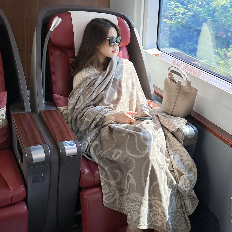 

Авиационный плед для отдыха на природе, повседневный и персонализированный с узором пейсли, простой и стильный, универсальный шарф с разрезом, sha