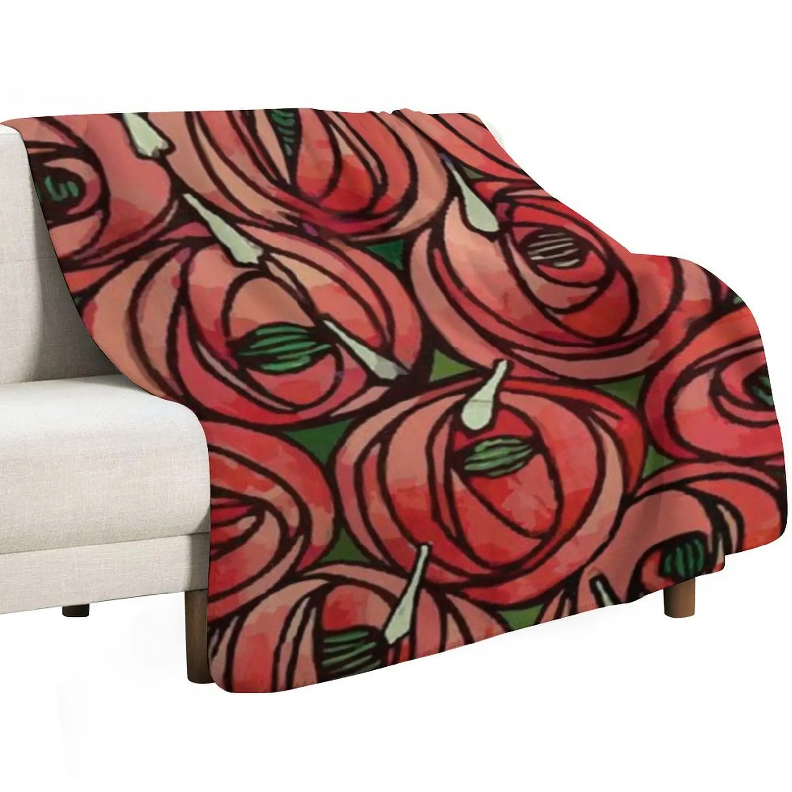 Charles Rennie Mackintosh design Throw Blanket Soft Solid Color Blanket for Couch Bed