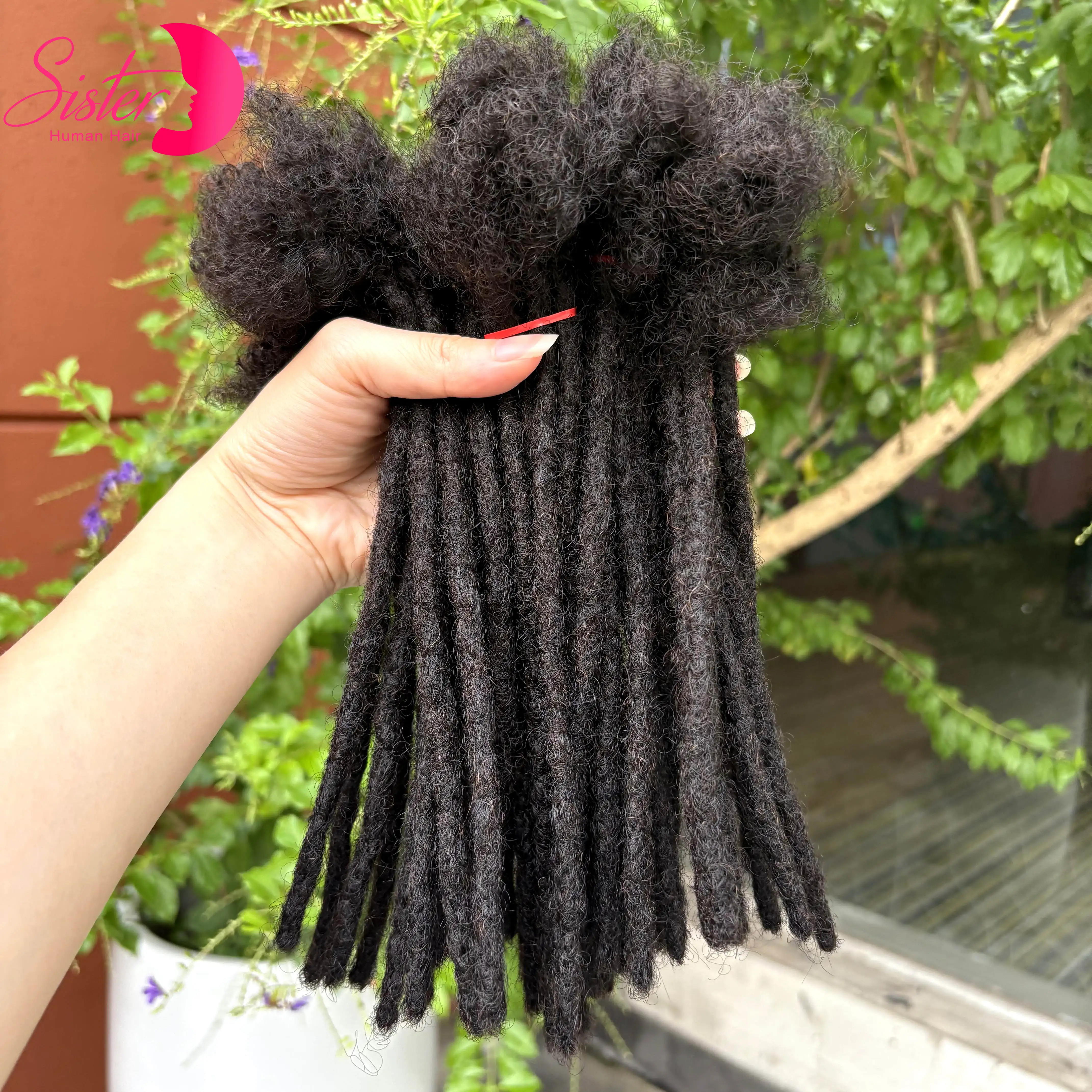 0,6 cm Breite, 10,2–20,3 cm, 100 % Echthaar-Loc-Erweiterungen, 50 Stränge, vollständig handgefertigte Dreadlock-Erweiterungen für Männer, Frauen, Kinder, kann gefärbt werden