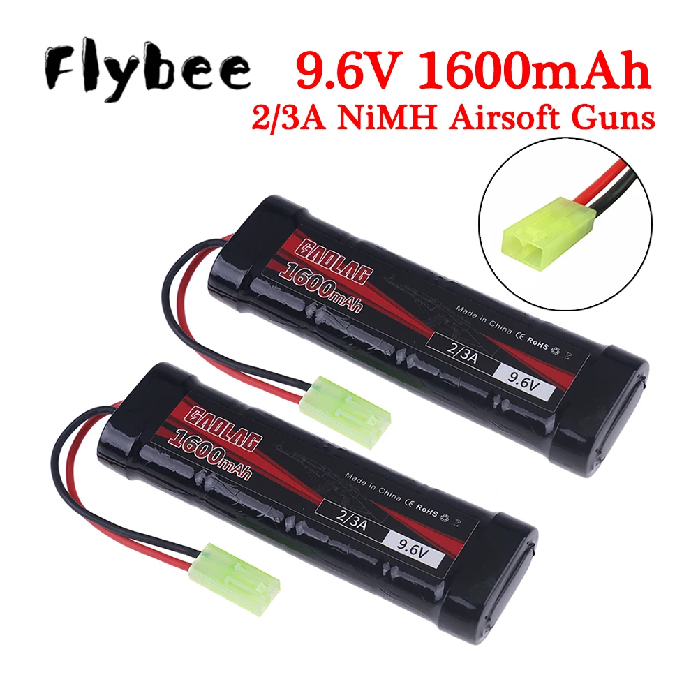 8S 2/3A 9.6v 1600mAh NiMH Flat Battery Pack with Mini Tamiya Connector for Airsoft Guns Mini AK series or modified AEG's PARTS