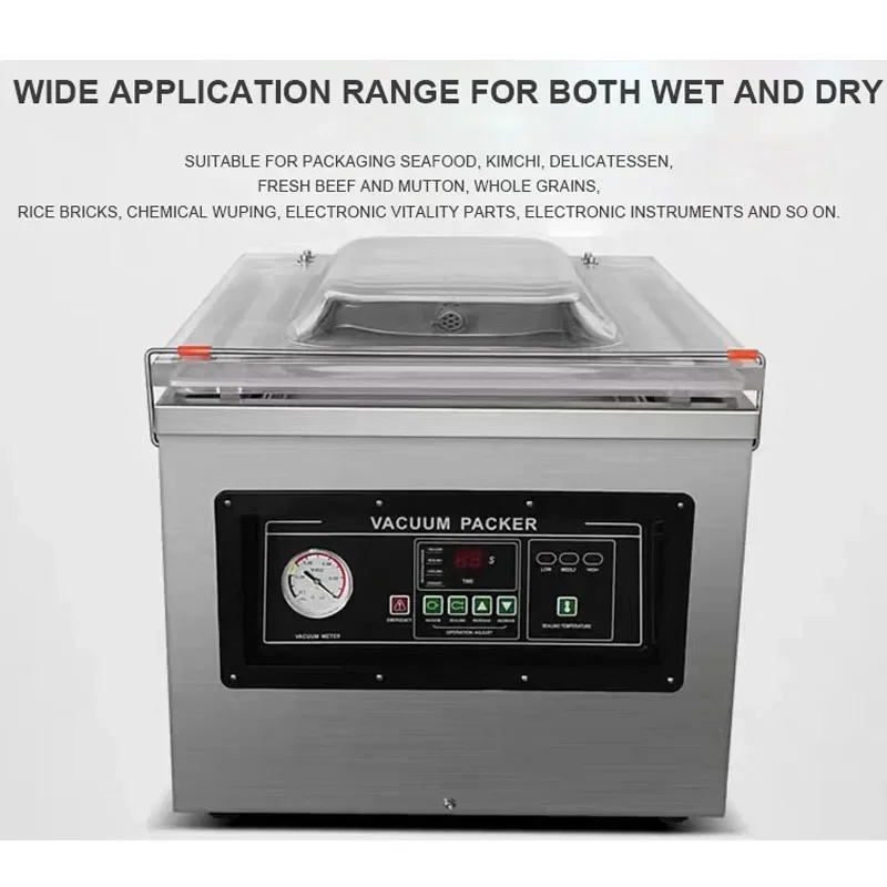 Desktop Single Chamber Automatic Vacuum Packing Machine, Wet Dry Dual Use, Small Vacuum Sealer for Home Use