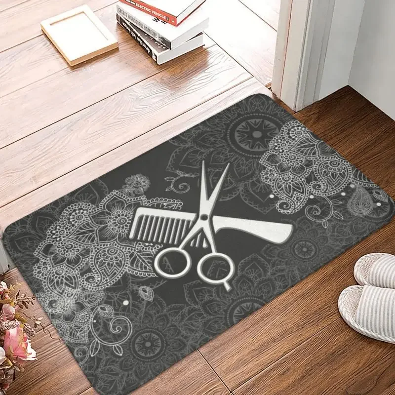 Hairstylist Mandala Flowers Door Floor Bath Kitchen Mat Anti-Slip Hairdresser Barber Doormat Living Room Entrance Rug Carpet