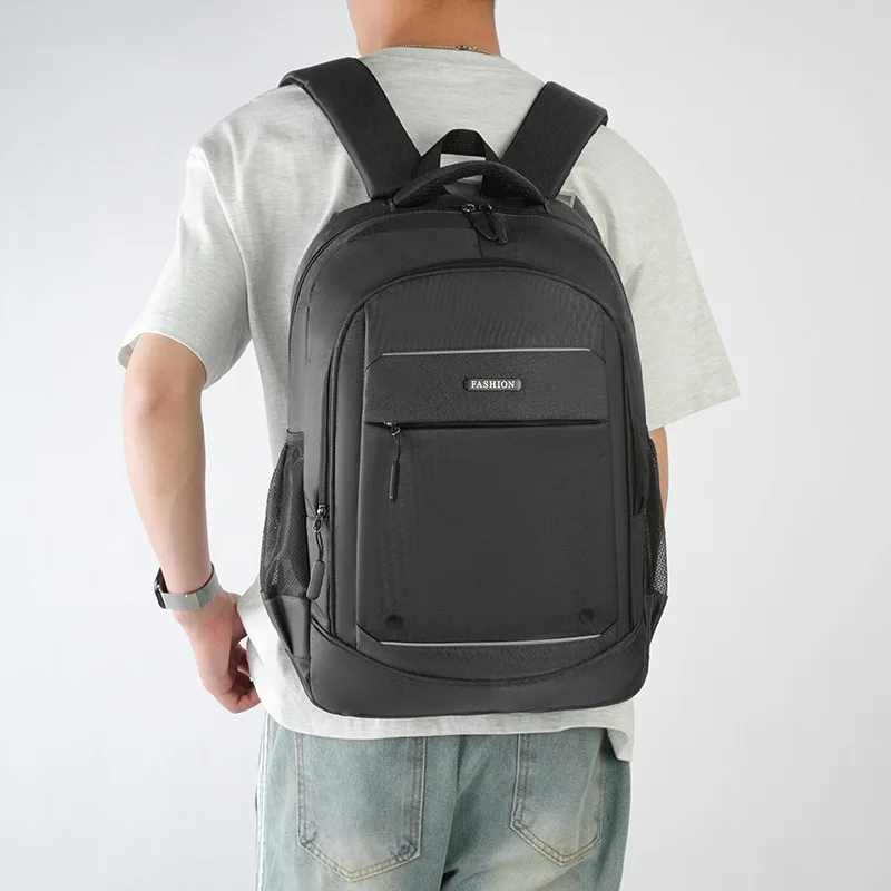 

Деловой модный рюкзак для ноутбука, уличный повседневный спортивный дорожный рюкзак, текстурированный большой вместительный простой спортивный двойной рюкзак на плечо