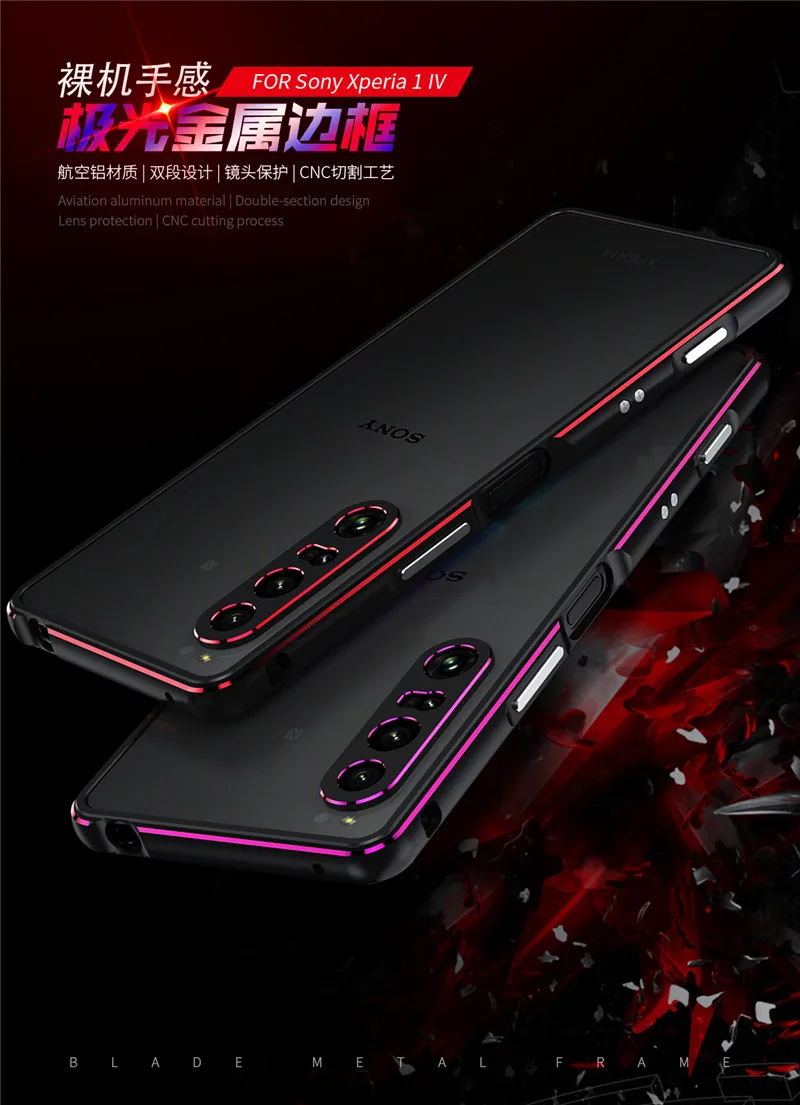 For Sony Xperia 1 IV 1IV XQCT62 XQCT54 Bumper Ultra Thin Aluminum Metal Frame Case Cover for Sony Xperia 1 IV Shockproof Bumper