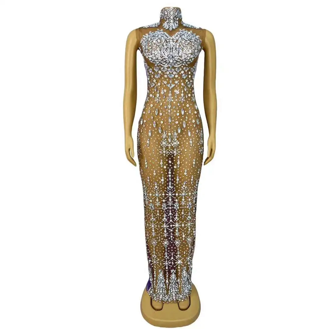 Hanxu-Robe de Déesse Senior avec Strass pour Femme, Tenue de Drag Queen, Accessoires de Séance Photo, Zones d'Évènement, Spectacle de Las Vegas