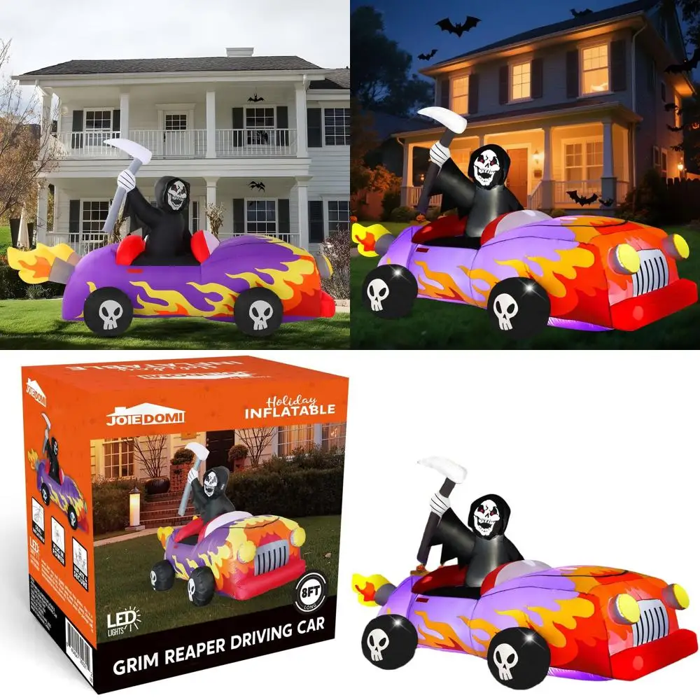 

Надувная фигура Судьбы на Хэллоуин, 2,4 м, со светодиодной подсветкой, для декора газона на сезон ужасов