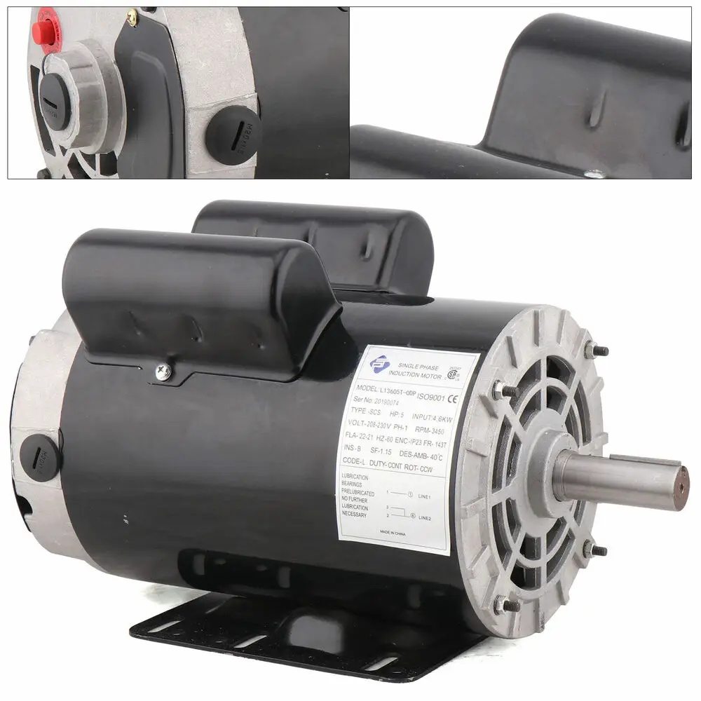 5 HP 3450 RPM Air Compressor 60 Hz Electric Motor 208-230 V Century 7/8'' Shaft