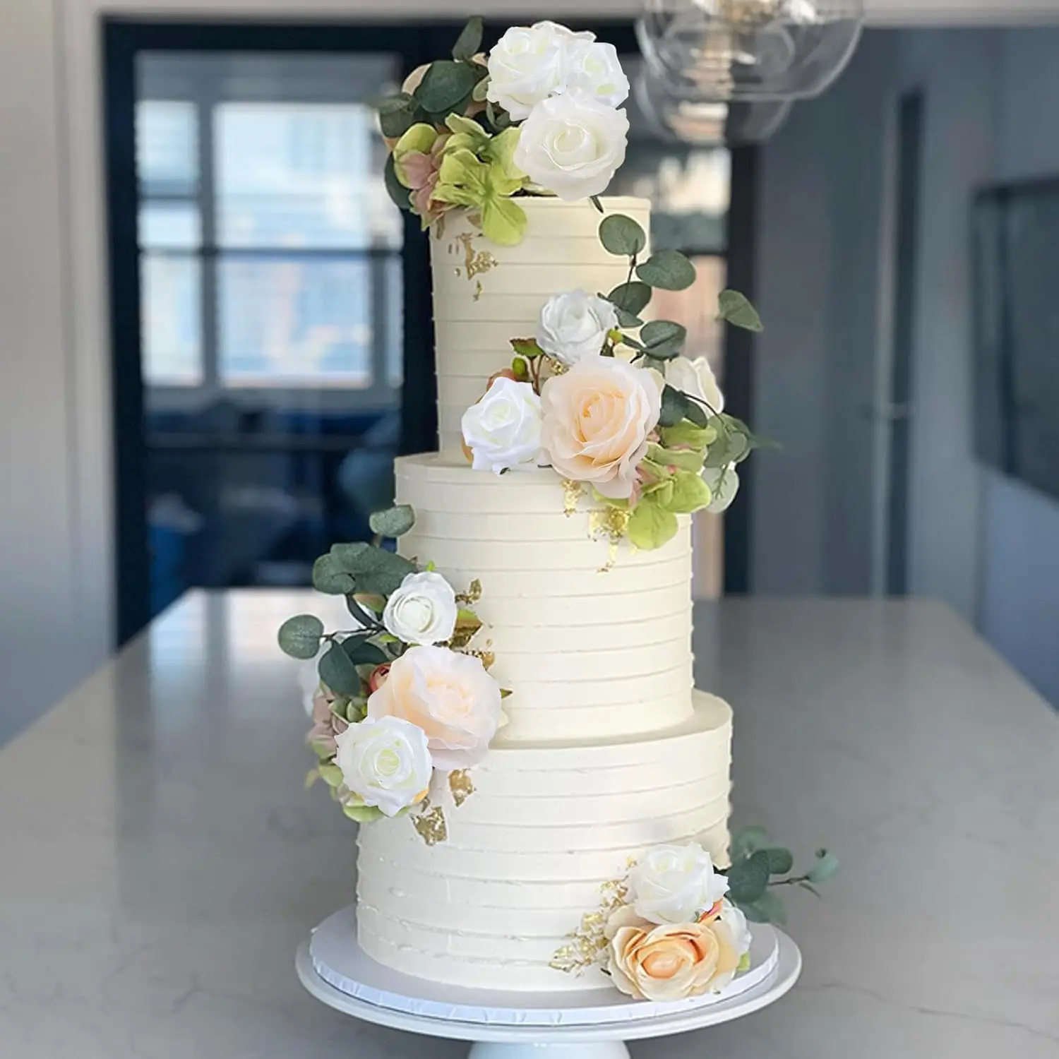 أغطية كعكة الزهور، أغطية كعكة بوهو، زهور الورد البيضاء، زينة الكيك للفتيات والنساء وحفلات أعياد الميلاد وحفلات الزفاف #6