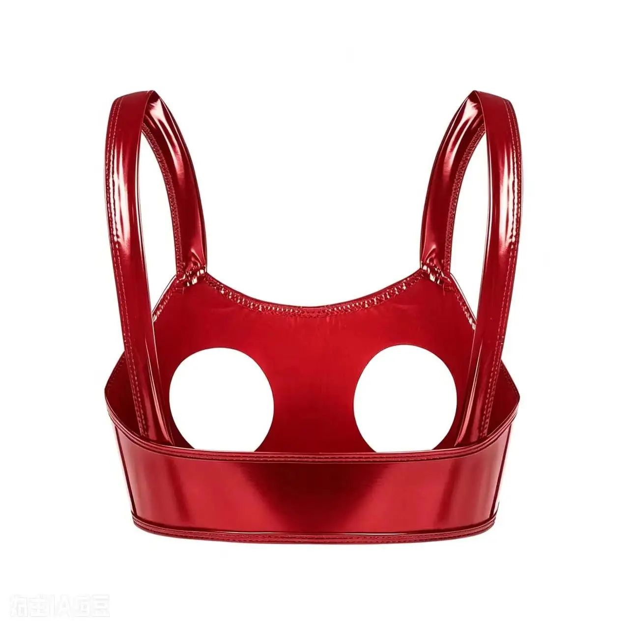 Lingerie Feminina Sensual: Sutiã Aberto com Decote Exposto em Couro PU Brilhante, Top Cropped Sexy, Sutiã Biquíni de Látex, Top Regata Sem Costas, Corselete com Efeito Molhado