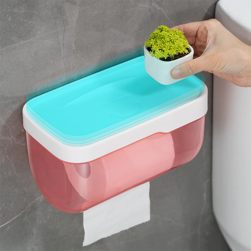 Wall Mounted Bathroom Tissue Box Self-adhesive Toliet Paper Towel Holder