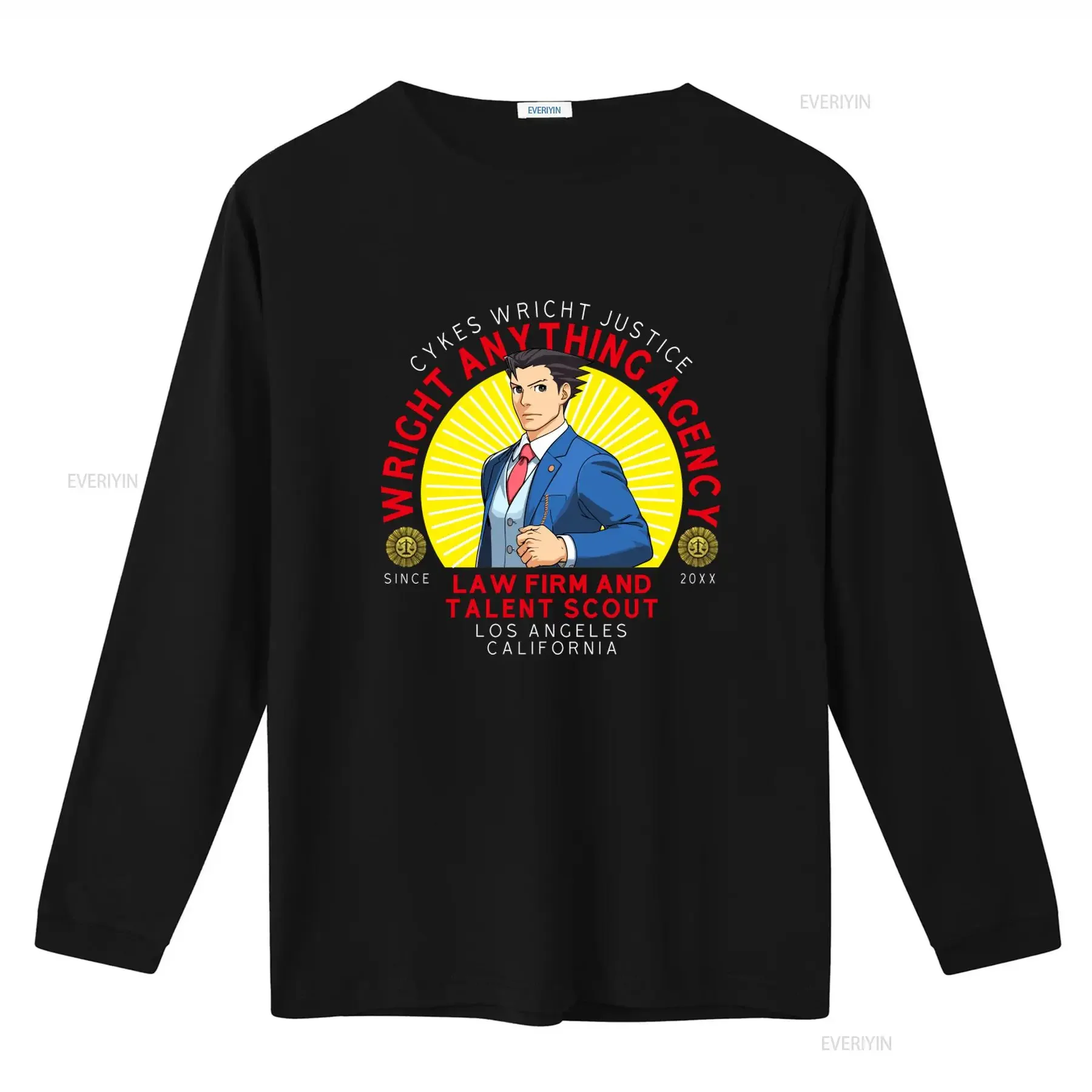 Ace Attorney Wright Anything Agency Navy T Shirt for Adult Los Angeles California Law Firm Design vintage Washed Unisex
