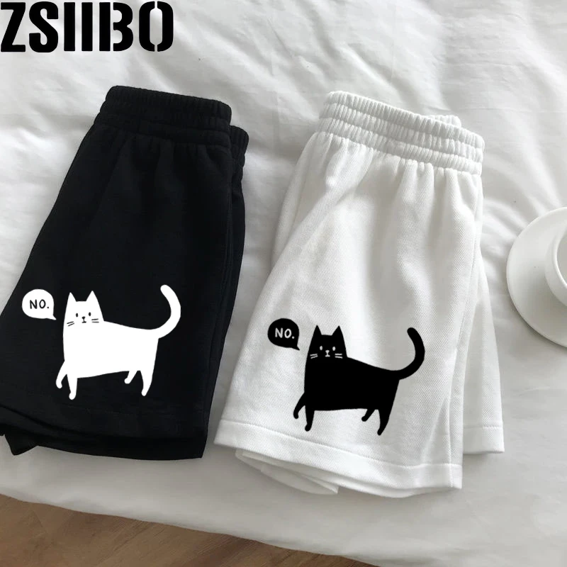 The little kitten that says no Cute printed shorts Casual Shorts For Spring & SummerWomen's Clothing Y2k Loose Women's Shorts
