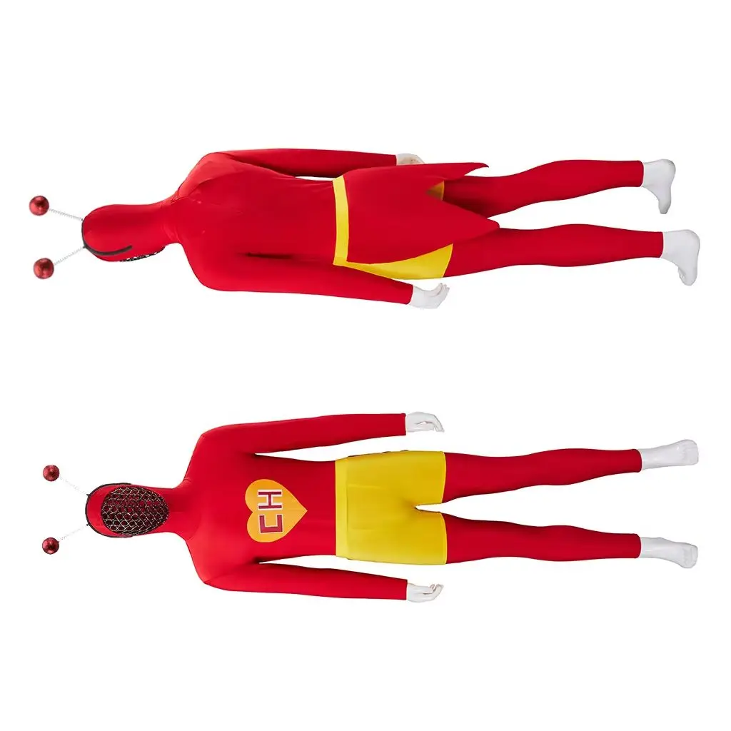 

TV Series El Chapulin Colorado Cosplay Costume Men Fancy Red Hoodie Jumpsuit Full Set Halloween Carnival Party Stage Show Suit
