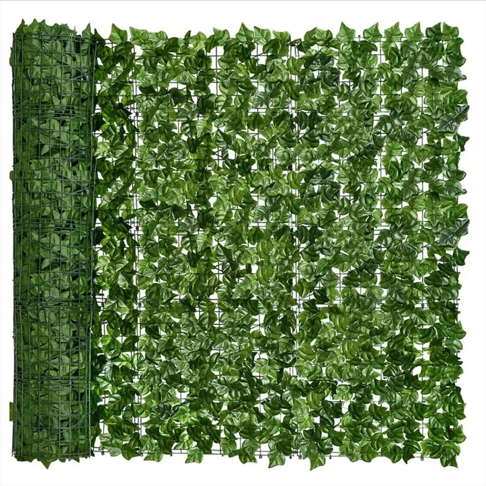 50X200cm sztuczny żywopłot z bluszczu zielony liść panele ogrodzeniowe Faux ekran ogrodzeniowy zapewniający prywatność do domu ogród na zewnątrz dekoracja balkonu 1X3m