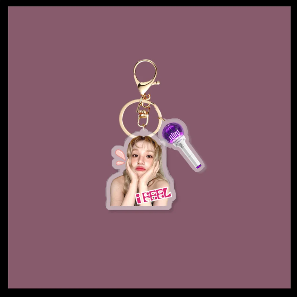 KPOP (G)I-DLE Album I FEEL Acrylic Keychain Queencards Photo Lightstick Pendant Metal Circle Keyring YuQi Minnie Fans Gifts