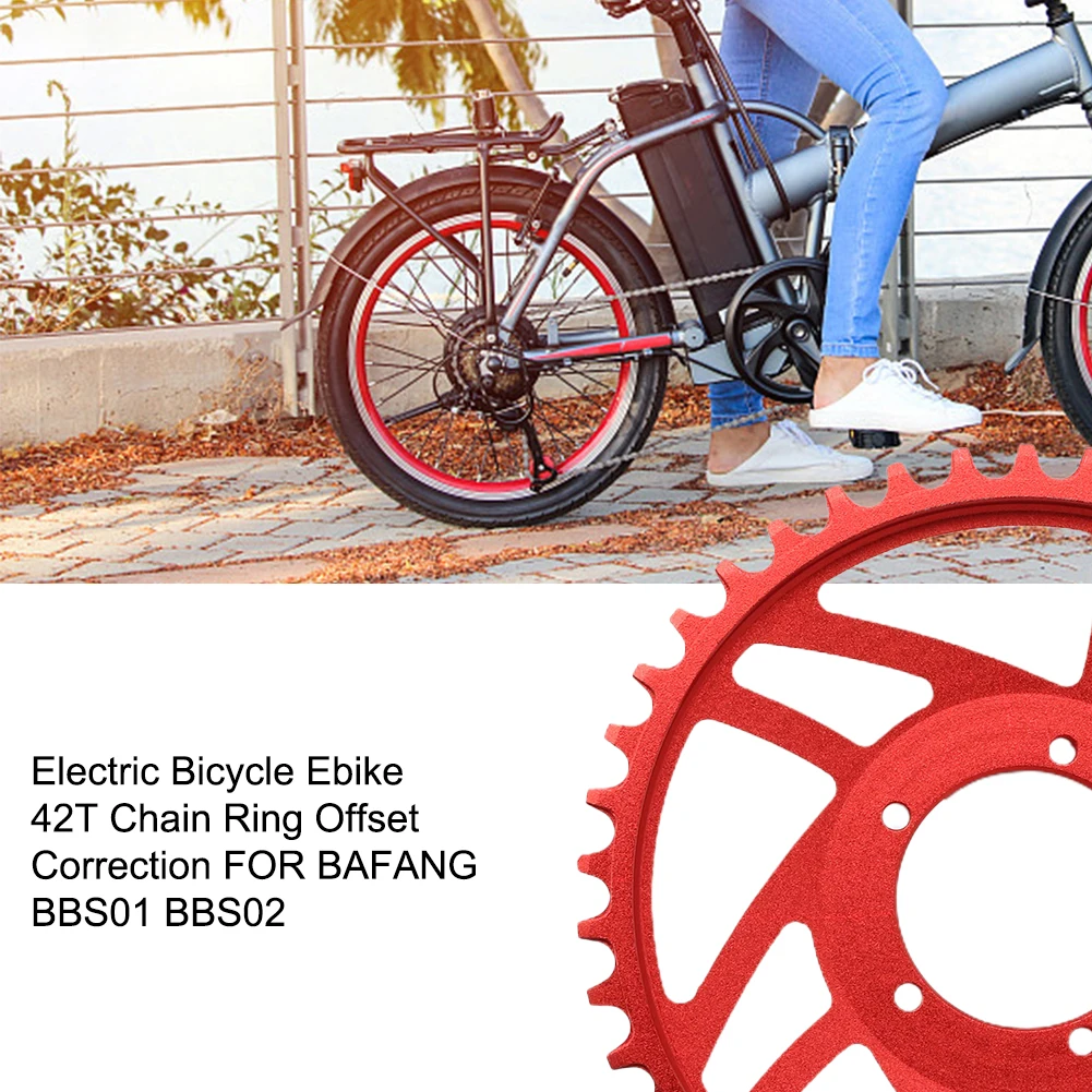 Electric Bike Chain Ring Motorize Bicycle Chain Wheel 42T ForBAFANG01/02 Mid-Drive Motor Chain Ring Offset Correction Ebike Part