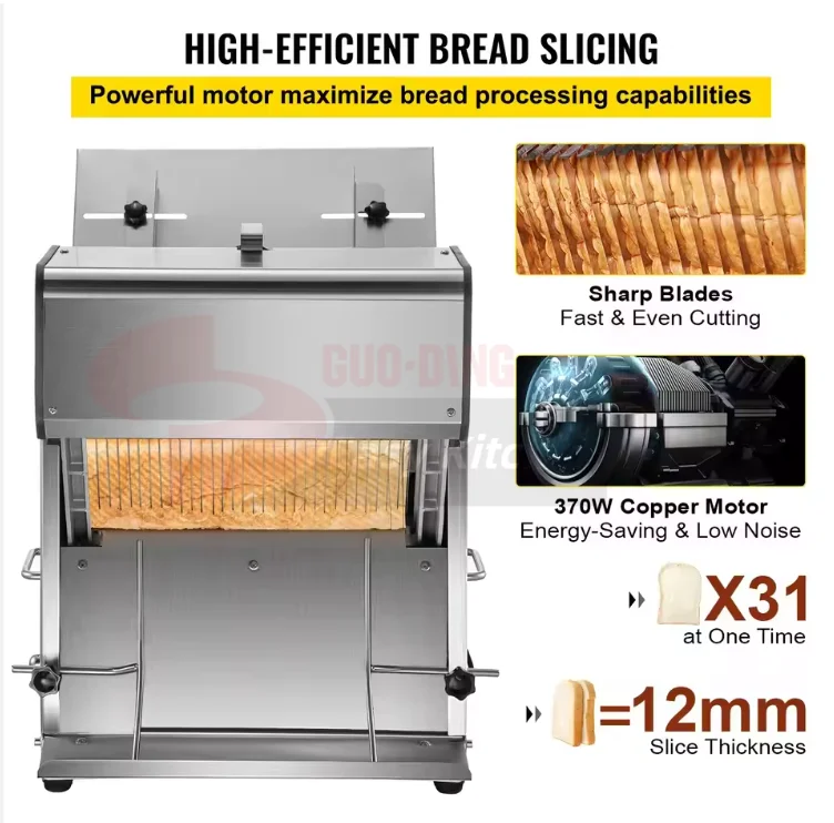 CE ETL Certified Commercial Bakery Equipment Toast Making Machine Baguette Bread Slice Cutting Machine 31 Slices Bread Slicer