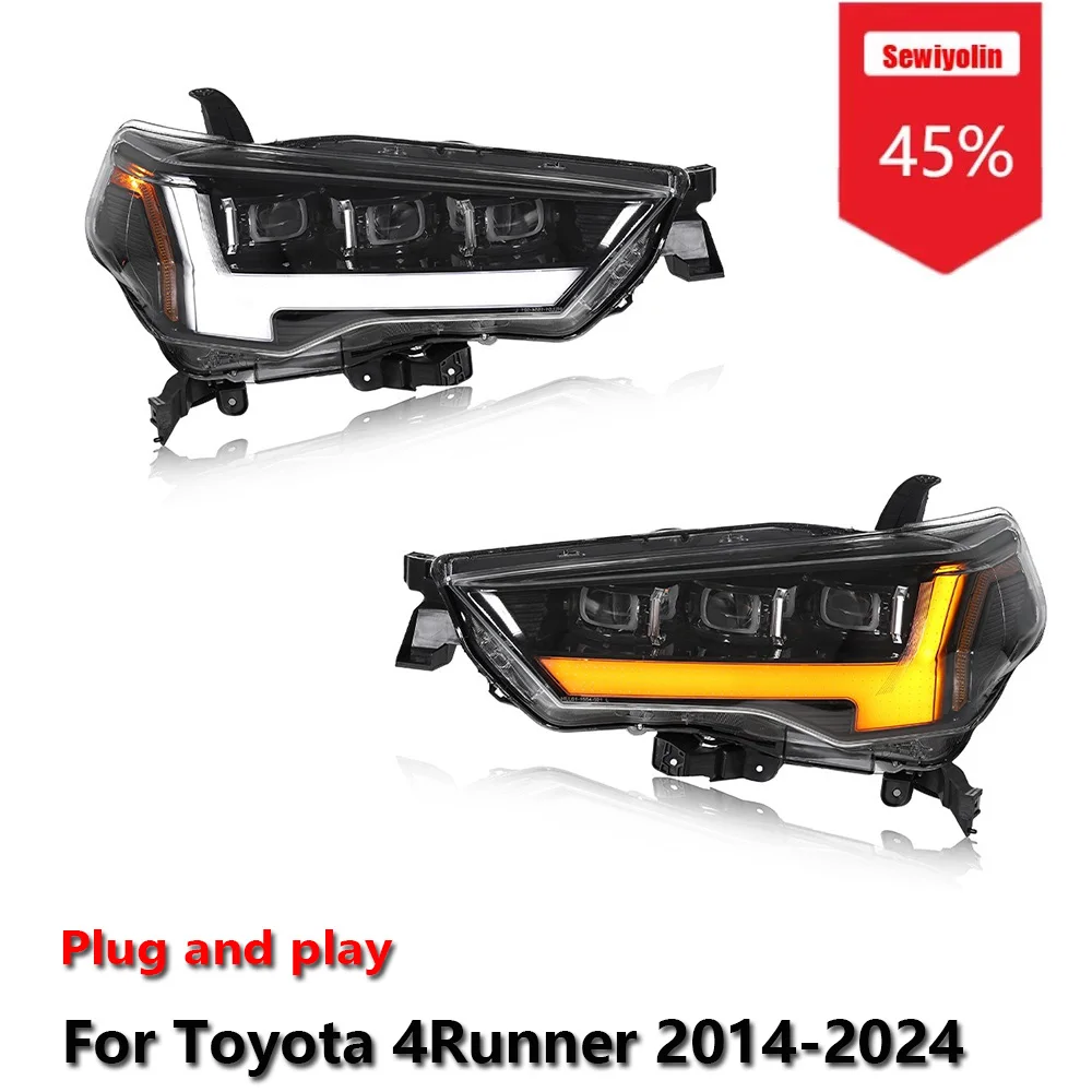 

Sewiyolin Car LED Upgrade Headlight Accessories For Toyota 4 Runner 2014-2024 DRL Brake Turn Signal Lamp Plug and Play