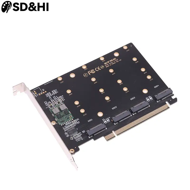 

4 Port NVMe to PCIE Adapter Card M.2 NVME to PCIe X16 Adapter 4X32Gbps M Key Hard Drive Converter Reader Expansion Card