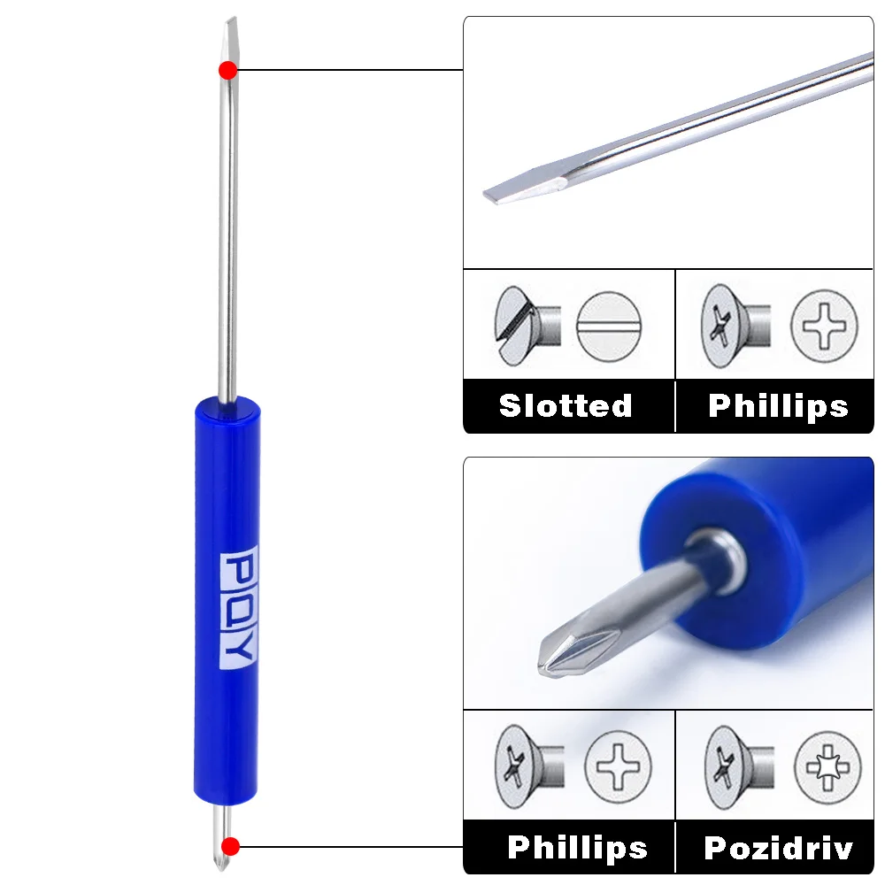 PQY - 1pcs Car Garage Pocket Screwdriver Set Double End Phillips & Slotted Nut Hand Tool Engineer  Improvement PQY-GJ003-QY