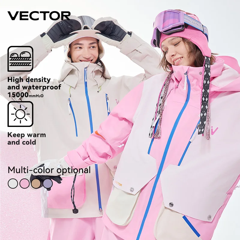 بدلة تزلج قطنية مكونة من قطعتين للجنسين من VECTOR مقاومة للرياح ومقاومة للماء للتزلج في الهواء الطلق وأنشطة الخريف/الشتاء