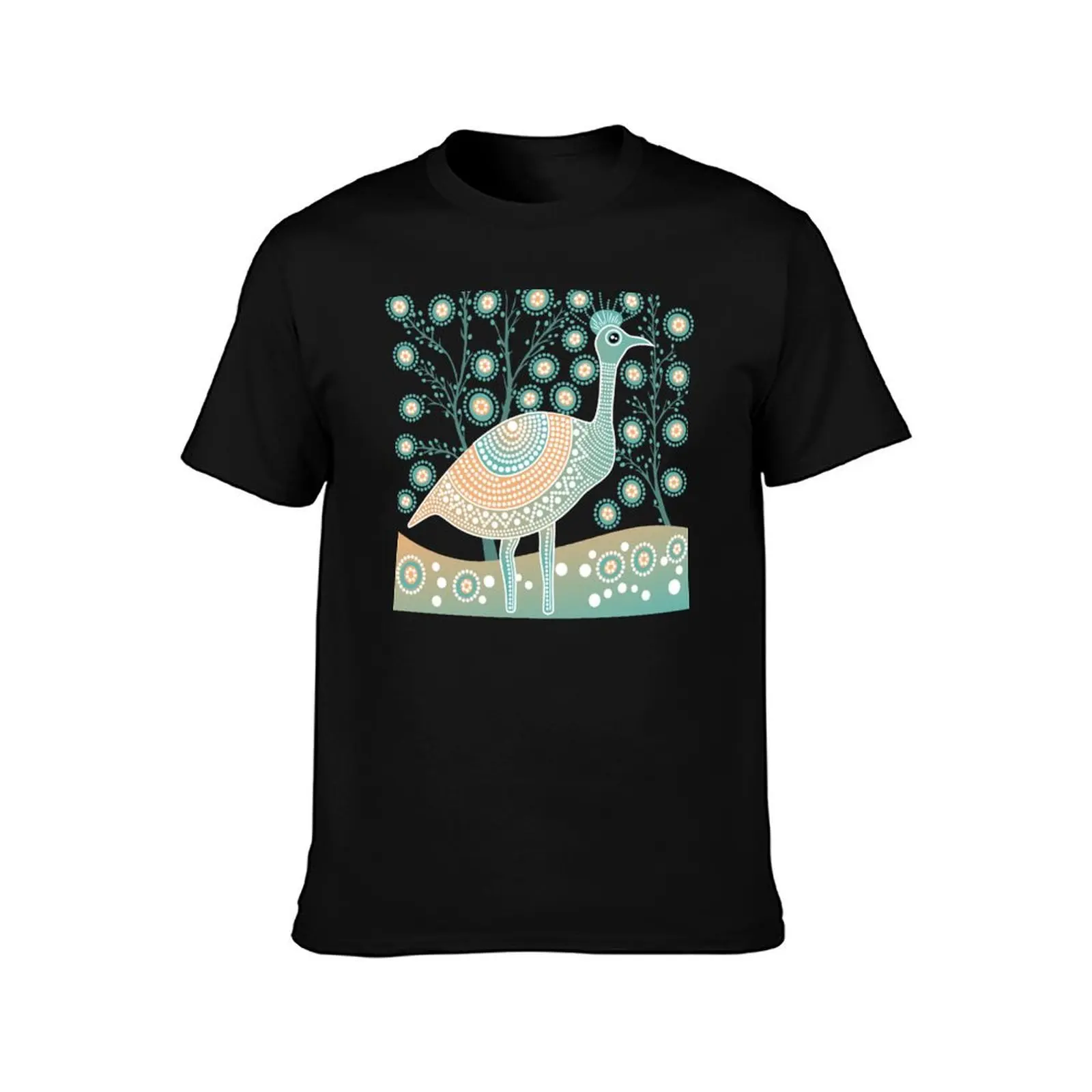 Emu Aboriginal Tribal Art Dots Painting T-Shirt Summer Casual Cotton Tee Oversized Streetwear Tops Vintage Graphic Print
