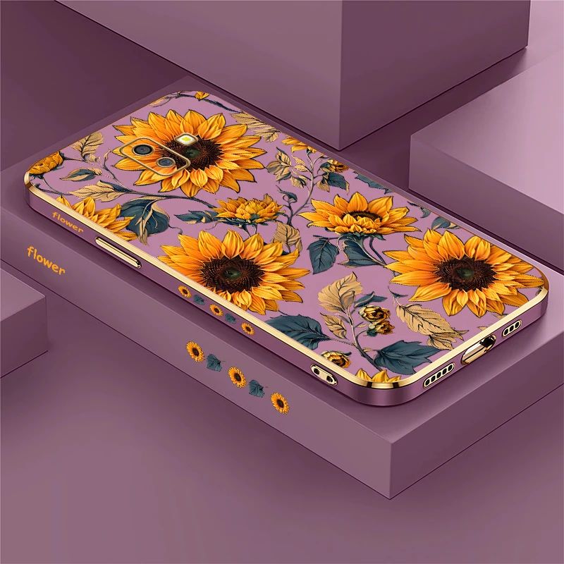 Pattern Phone Case For Samsung Galaxy J4 J6 Plus 2018 J4 J5 J7 Prime J730 J7 Pro J7 2017 Cute Sunflower Silicone Cover Capa