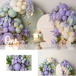 Flower Balloon Arch Backgrounds 1st Birthday Kids Adult Photography Props Child Baby Decors Floral Garden Floral Photo Backdrops