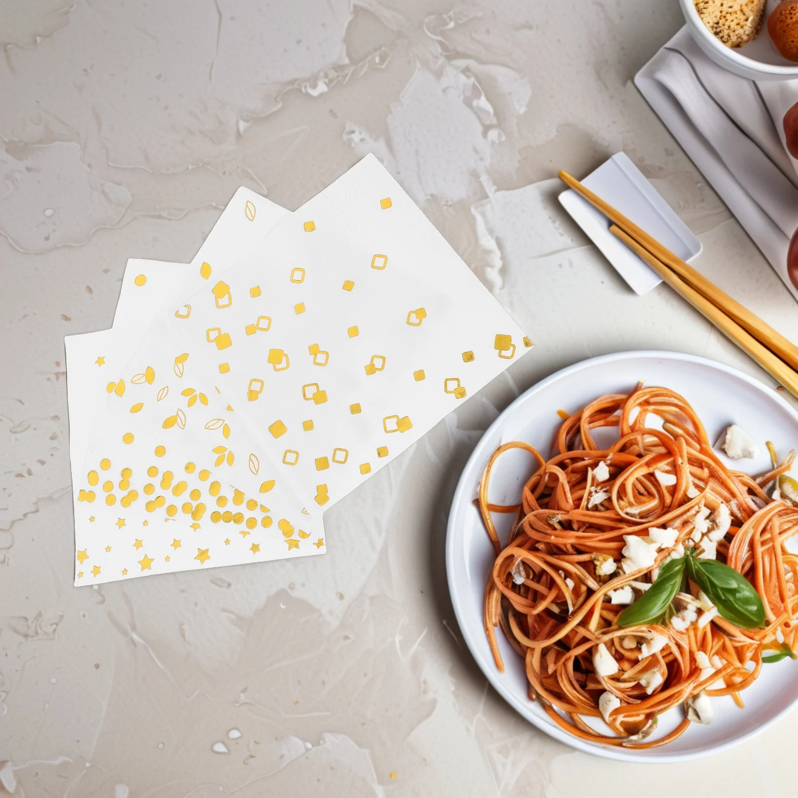 

Elegant Gold Foil Printed Napkins Premium Soft Disposable for Wedding Birthday Party Reception Cocktail Event Decoration Paper