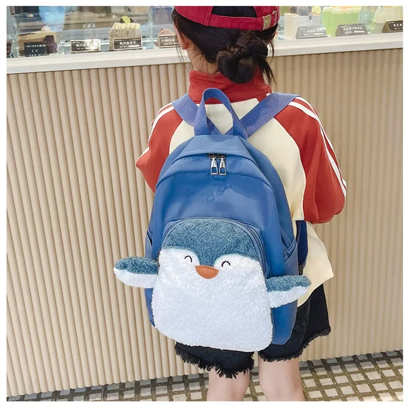 

New Children's Bag Kindergarten Children Cute Cartoon Penguin Small School Bag Boys and Girls Canvas Backpack