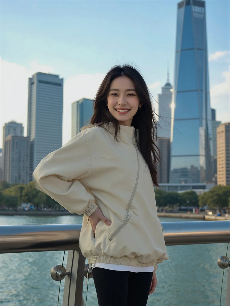 

Hooded Zipper Loose Jackets Aesthetic Top Women Summer Air Pullovers Touring Traveler Anti-Ultraviolet Element Slim-Fitting Soft