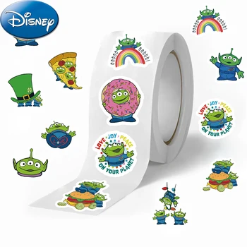 500 uds/rollo de pegatinas de sellado de Alien de Toy Story de Disney, calcomanías divertidas de dibujos animados, álbum de recortes, papelería para teléfono, pegatina de Anime para niños, juguete para regalo