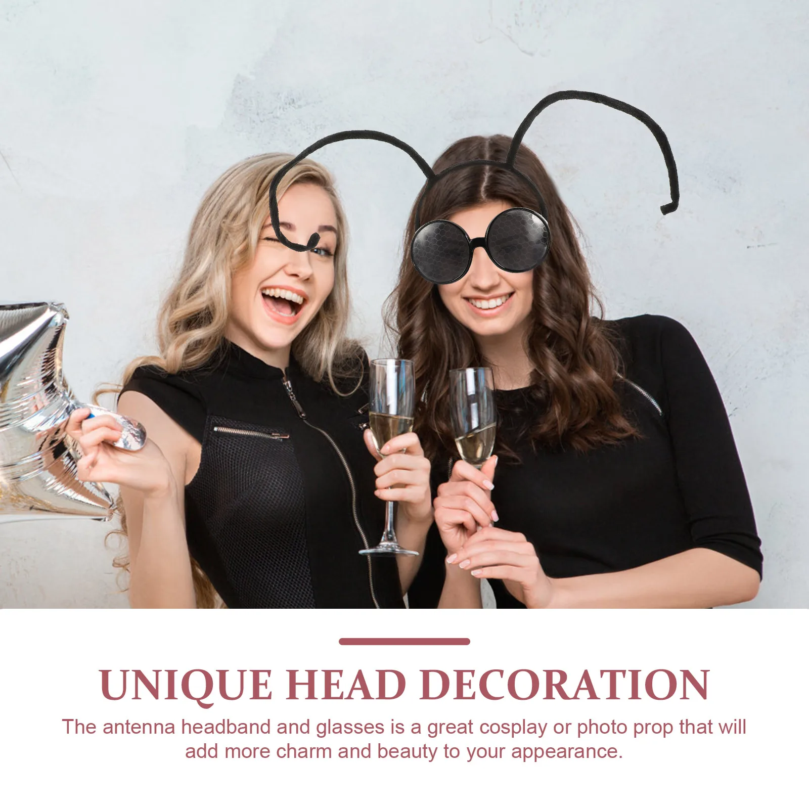 

Insect Head Hoop Cartoon Antenna Hairband Black Plastic Baby Butterfly Headwear Cosplay Party Accessories Insect Costume Eyewear