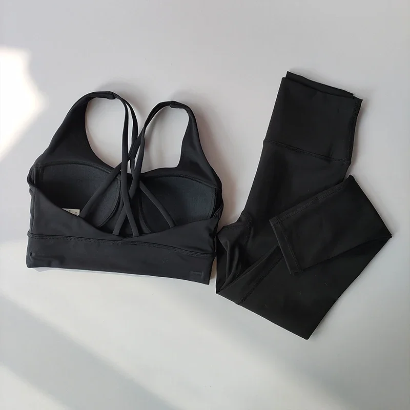 Yoga-Anzug für Damen Hochwertige Sport-BHs Leggings Figurformend Hüftliftend Sport-Fitness-BHs und Leggings Tanktop Atmungsaktives Set – Detail 6