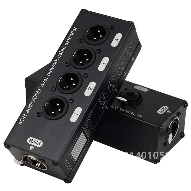 

1Pair 4-Channel 3-Pin XLR Or 6.3Mm Audio And DMX Over Network Cable Extender, DMX512 Network Signal Extender Male+ Female