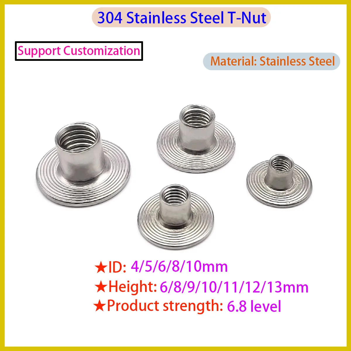 

304 Stainless Steel T-shaped Nut Step Locking Flange Iron Plate Nut M4 M6 M8 M10