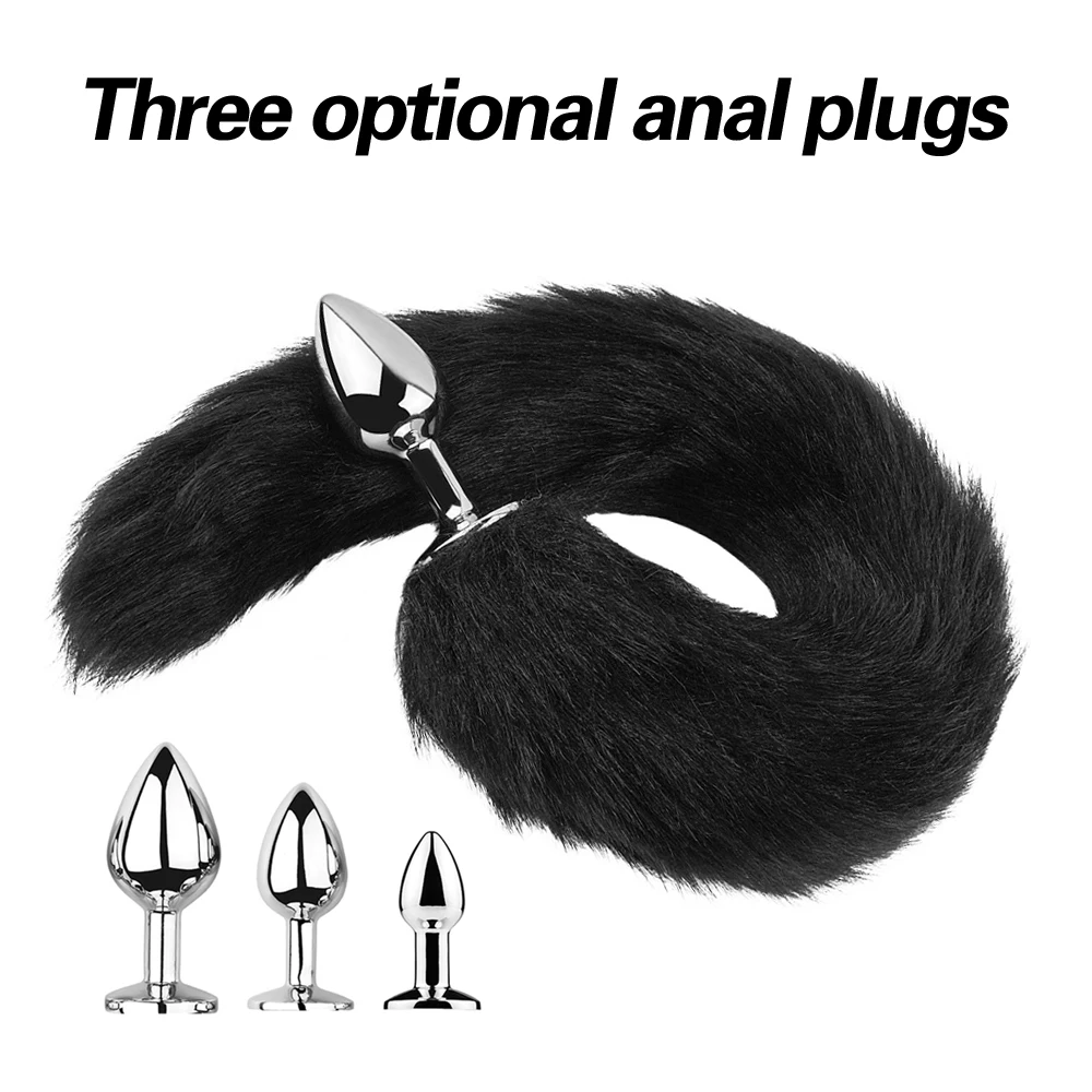 Three-size metal butt plug sexy fox tail role-playing games, lovers adult sex toys, masturbation stimulation massager