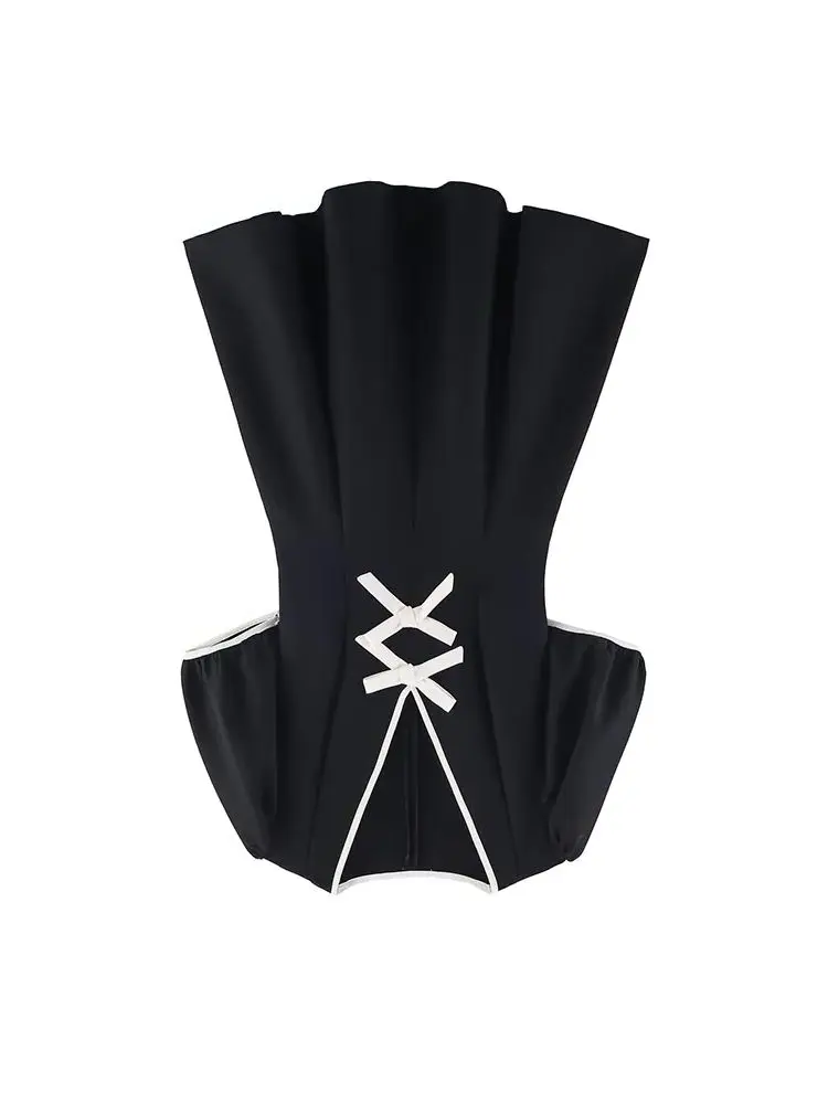 HH المرأة الربيع الصيف جديد التباين اللون القوس مزين فستان قصير الحلو قصير تاريخ الحفلات المألوف تنوعا فستان بفتحة عنق على شكل v