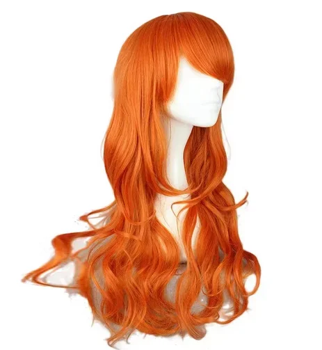 Anime Nami Cosplay Wig 2 Years Later Orange Long Curly Heat Resistant Synthetic Hair Women Party Cosplay Wigs