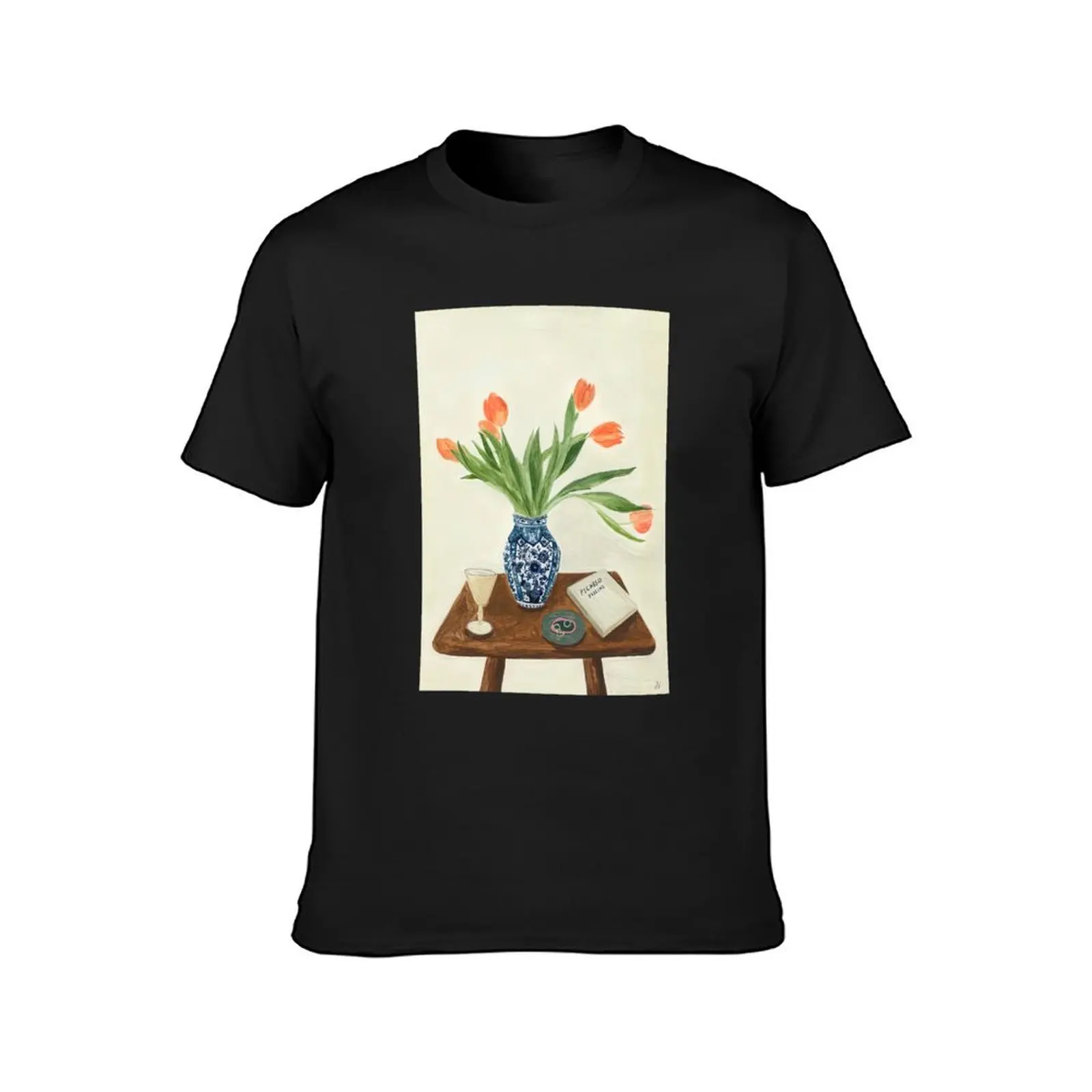 Tulips in Delft Blue Vase T-Shirt blacks Blouse customs design your own vintage clothes mens graphic t-shirts funny