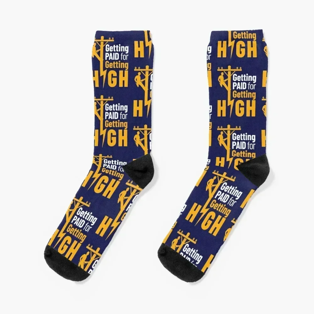 

Electrical Lineman Getting Paid for Getting High Socks gym hiking loose floor Men Socks Women's