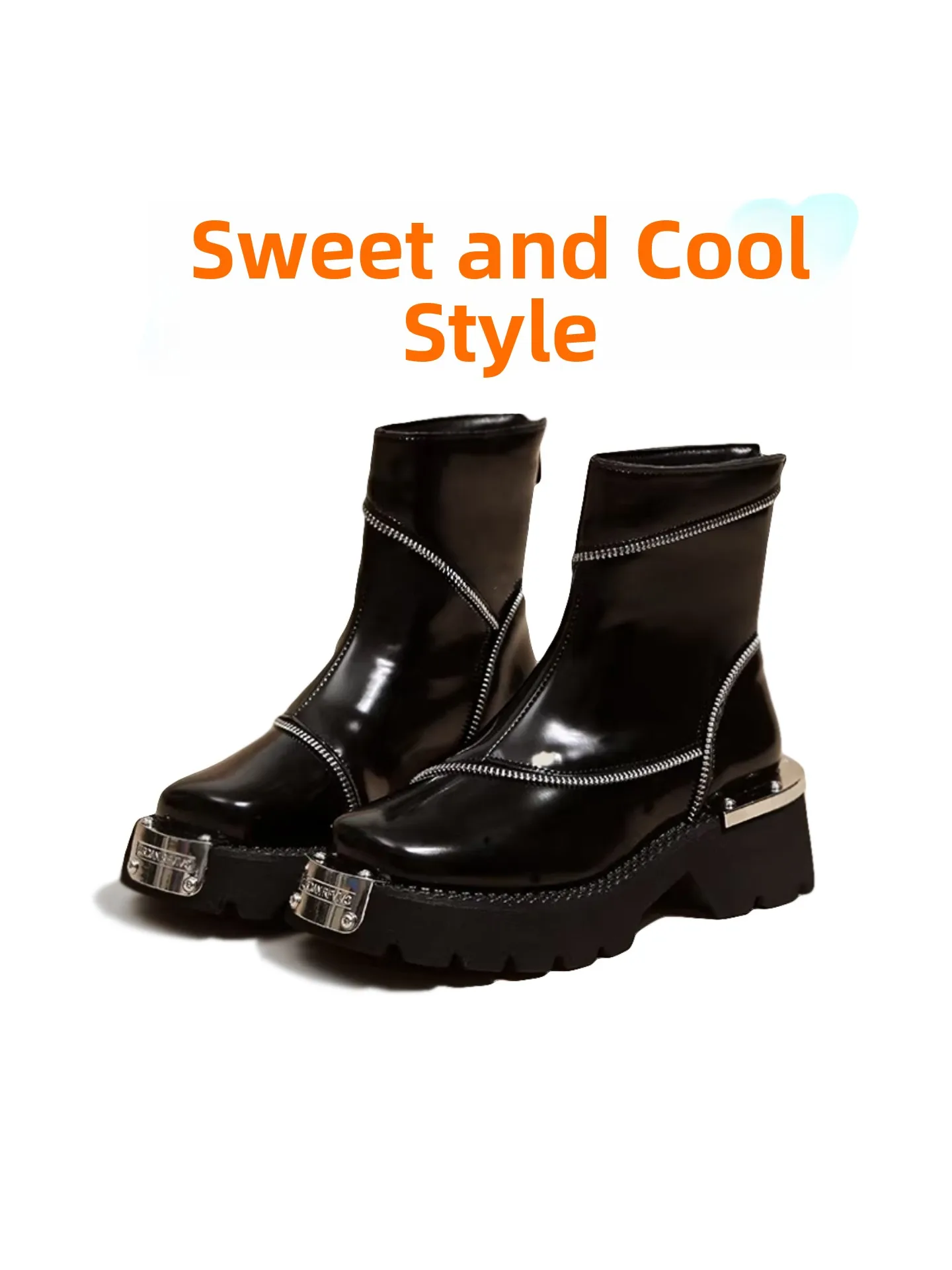 

Women's Thi Bot Boots Metal Motorcycle Knight Sle Chelsea Boots Briti Sle ort Boots Faionable And Ele