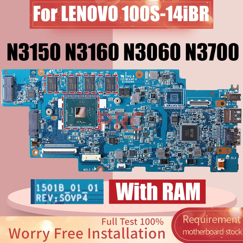 

1501B-01-01 For LENOVO 100S-14iBR Laptop Motherboard N3150 N3160 N3060 N3700 WIth RAM 5B20K84901 5B20K69455 Notebook Mainboard