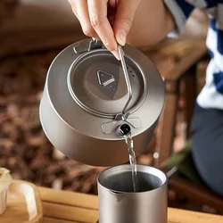 Ultralight Camping Water Kettle Titanium Picnic Hot Water Tea Kettle 980ml