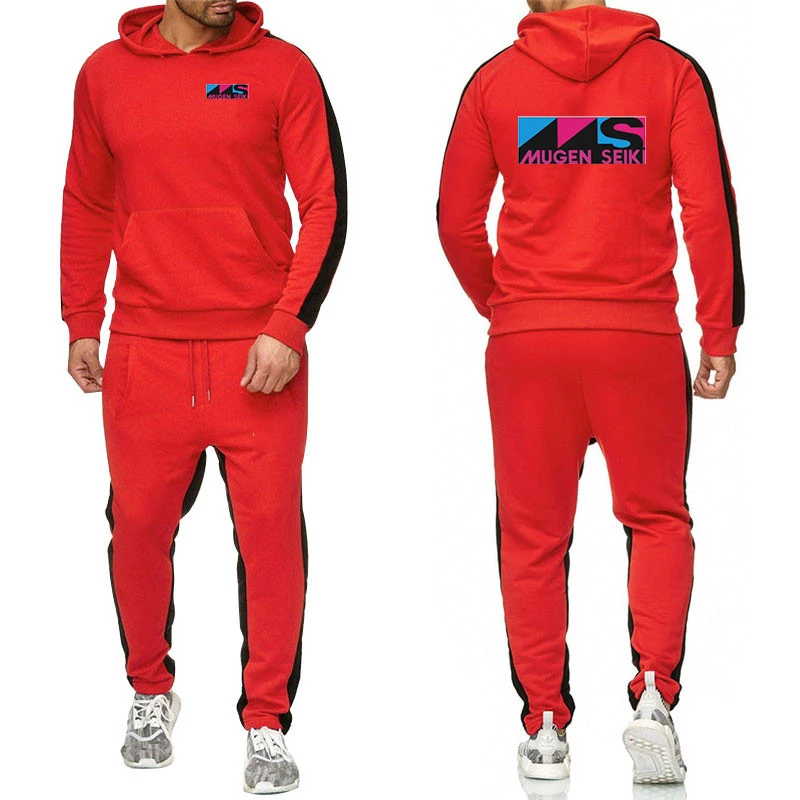 2024 Men Printing New Mugen Seiki Solid Color Set Brand Fashion Hoodies Brand Pants Casual Jogger Tracksuit Sweatshirt Suit